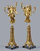 A very fine pair of gilt bronze and marble three-light candelabra attributed to Pierre-Philippe Thomire